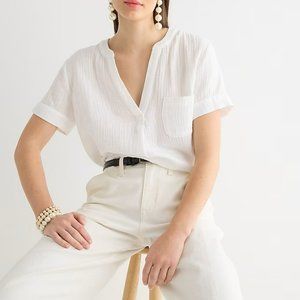 J. Crew White Short Sleeve Blouse